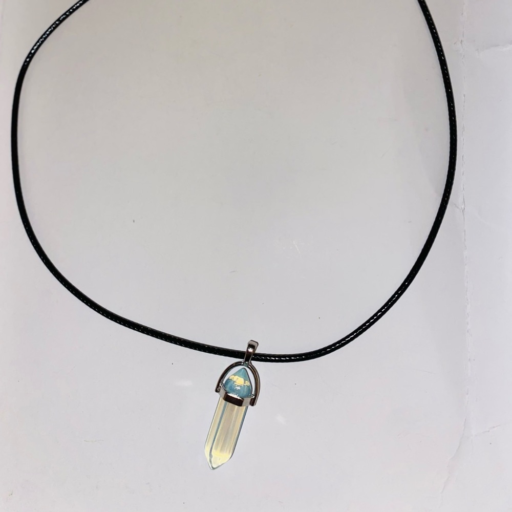 Clear light blue gemstone necklace